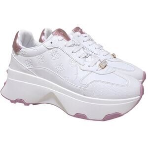 GUESS Women Calebb Low Top Platform Fashion Sneakers Size US 6.5M White Pink